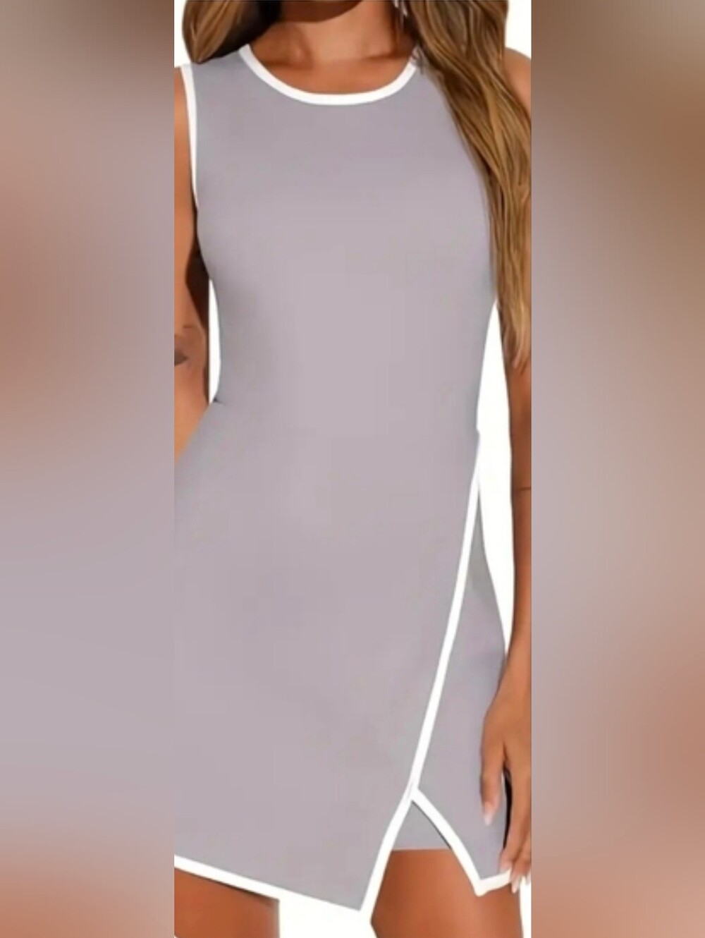 Active Wear Sport Mini Dresses with Bra & Pocket- Grey